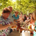 Grabbing som chow at Bean Blossom 2012 - photo © MaryE Yeomans