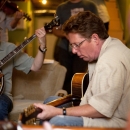 Bill Evans tracking in Nashville with Tim O'Brien - photo by www.funkyumbrella.com