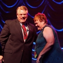 Katy Daley accepting her Broadcaster of the Year Award at IBMA 2011 - photo © Dean Hoffmeyer