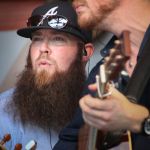 Patton Wages and Colby Laney with Volume Five at the August 2016 Gettysburg Bluegrass Festival - photo by Frank Baker