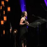 Sierra Hull accepting her Mandolin Player of the Year Awards at the 2016 International Bluegrass Music Awards - photo by Frank Baker