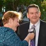 Joe Mullins with Katy Daley on the 2013 IBMA Red Carpet - photo by Milo Farineau