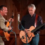 Keith Tew and Darryl Mosely with the Farm Hands at the Gettysburg Bluegrass Festival (August 2014) - photo by Frank Baker