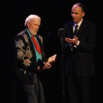 Doyle Lawson being inducted into the Bluegrass Hall of fame at the 2012 IBMA Awards Show - photo by Dan Loftin