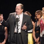 Russell Moore accepting Male Vocalist of the YearEarl Scruggs tribute at the 2012 IBMA Awards Show - photo by Dan Loftin