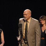 Sammy Shelor accepting Banjo Player of the Year Award at the 2012 IBMA Awards Show - photo by Dan Loftin