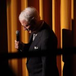 Steve Martin introduces the Earl Scruggs tribute at the 2012 IBMA Awards Show - photo by John Goad