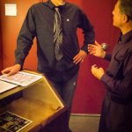 Sammy Shelor by the merch table at the 2013 California Banjo Extravaganza - photo by Steve Haimovitz