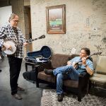 Tony Trischka and Bill Evans backstage at the 2013 California Banjo Extravaganza - photo by Mike Melnyk