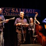 Sammy Shelor at the 2013 California Banjo Extravaganza with John Reischman, Sharon Gilchrist and Jim Nunally - photo by Dan Moriarity