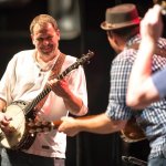 Scott Vestal with Sam Bush at 3 Sisters Bluegrass Festival 2013 - photo © Todd Powers