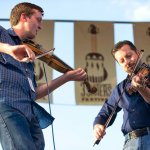 Bobby Britt and Jason Carter with Keller & the Keels at 3 Sisters Bluegrass Festival 2013 - photo © Todd Powers