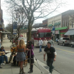 Street scene for the IIIrd Tyme Out Pretty Little Girl From Galax video shoot - photo by Kendra Coomes