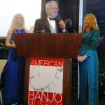 Janet Deering, Greg Deering, and Jamie Deering accept induction into The American Banjo Museum Hall of Fame (9/10/16) - photo by Alan Tompkins