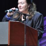 Marian Leighton-Levy delivers the Keynote Address at World of Bluegrass 2016 - photo © Bill Warren