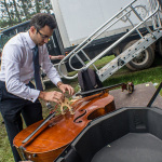 Alan Bartram gets ready for his set with The Del McCoury Band at the 2015 Blue Ox Music Festival - photo by Dorothy StClaire