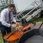 Alan Bartram gets ready for his set with The Del McCoury Band at the 2015 Blue Ox Music Festival - photo by Dorothy StClaire