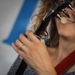Abigail Washburn with Uncle Earl at the 2016 Delaware Valley Bluegrass Festival - photo by Frank Baker