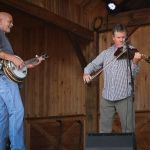 Sammy Shelor and Barry Reed with Lonesome River Band at the August 2016 Gettysburg Bluegrass Festival - photo by Frank Baker