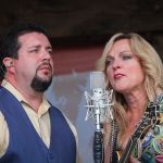 Aaron McDaris and Rhonda Vincent at the August 2016 Gettysburg Bluegrass Festival - photo by Frank Baker