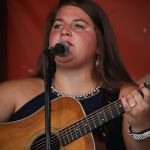 Sally Berry with Rhonda Vincent & The Rage at the August 2016 Gettysburg Bluegrass Festival - photo by Frank Baker