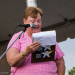 Katy Daley reading the rolls at Grey Fox 2016 - photo © Tara Linhardt