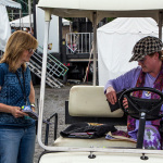 Mary Burdette keeping tabs on things at Grey Fox 2016 - photo © Tara Linhardt