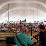 Rick Manning and Mike Carr play soothing tunes for morning yoga at the 2016 Grey Fox festival - photo © Tara Linhardt