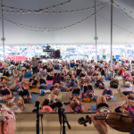 Rick Manning and Mike Carr play soothing tunes for morning yoga at the 2016 Grey Fox festival - photo © Tara Linhardt
