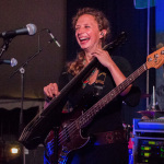 Larissa Fedoryka on both cello and bass with Scythian at Grey Fox 2016 - photo © Tara Linhardt