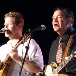 Don Rigsby and Joe Mullins join The Seldom Scene for an impromptu James King tribute at the 2016 Musicians Against Childhood Cancer festival - photo by Daniel Mullins