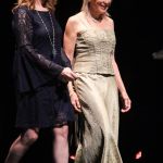 Claire Lynch and Laurie Lewis presenting at the 2016 International Bluegrass Music Awards - photo by Frank Baker