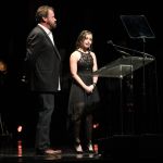 Dan Tyminski and Sierra Hull hosting the 2016 International Bluegrass Music Awards - photo by Frank Baker