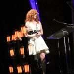Becky Buller accepting her Fiddle Player of the Year Award at the 2016 International Bluegrass Music Awards - photo by Frank Baker