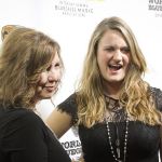 Missy Raines and Kimber Ludiker on the red carpet at the 2016 International Bluegrass Music Awards - photo by Frank Baker