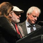 Rounder founders accepting their Hall of Fame induction at the 2016 International Bluegrass Music Awards - photo by Frank Baker