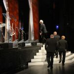 Frank Solivan & Dirty Kitchen accepting as Instrumental Group of the Year at the 2016 International Bluegrass Music Awards - photo by Frank Baker