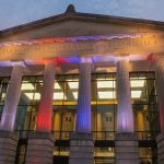 Duke Energy Center for the Performing Arts in Raleigh, NC all lit up for the 2016 International Bluegrass Music Awards - photo by Frank Baker