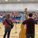 Nora Jane Struthers and P.J. George with Bearfoot at a Kentucky school presentation (January 2012)