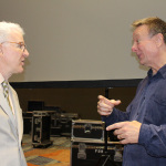 Steve Martin chats backstage with 2015 Banjo Prize winner Danny Barnes at World of Bluegrass 2015 - photo by Becky Johnson