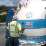 MTA employee checking out The Bluegrass Bus on the way to Thomas Point Beach - August 2012