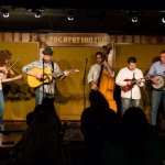 IBMA Board Band performs at The Station Inn: Becky Buller, Stephen Mougin, Alan Bartram, Danny Clark, and Paul Schiminger (4/11/15) - photo by Alane Anno