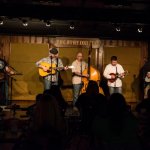 IBMA Board Band performs at The Station Inn: Tim Surrett, Stephen Mougin, Jon Weisberger, Danny Clark, and Joe Mullins (4/11/15) - photo by Alane Anno