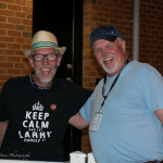 Larry Gorley (right) approves of this man's T-shirt at the 2014 Bristol Rhythm & Roots Reunion (9/19/14) - photo © Alane Anno Photography