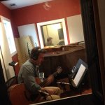 Bryan Sutton and Tim O'Brien recording for Becky Buller's first album for Dark Shadow