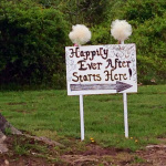 Sign directing folks to the Sandker/Burke wedding (April 14, 201)