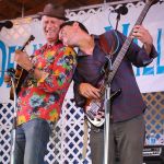 Martino Coppo and Lucas Bellotti with Red Wine at the 2015 Delaware Valley Bluegrass Festival - photo by Frank Baker