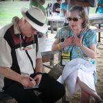 David Holt with Stephanie Ledgin at the 2015 Delaware Valley Bluegrass Festival - photo by Frank Baker