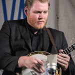 Russ Carson with Ricky Skaggs at the 2016 Delaware Valley Bluegrass Festival - photo by Frank Baker
