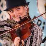 Kimber Ludiker with Della Mae at the 2013 Delaware Valley Bluegrass Festival - photo by Frank Baker